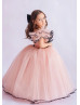 Dusty Rose Satin Tulle Corset Back Long Flower Girl Dress